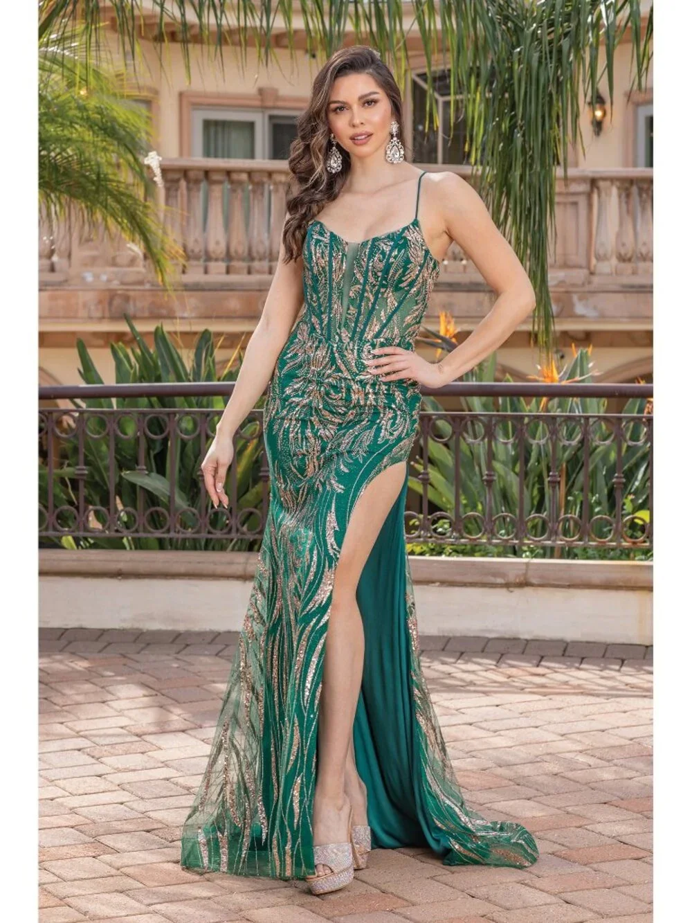 NEW HUNTER-GREEN Evening Gown Floor Length Formal Elegant Stunning 4334